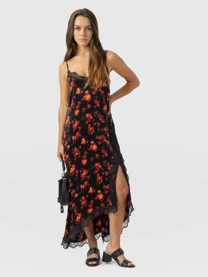 Saint And Sofia Dresses Women Harper Lace Cami Dress 8211 Red Aurora Red Aurora