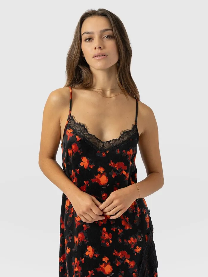 Saint And Sofia Dresses Women Harper Lace Cami Dress 8211 Red Aurora Red Aurora