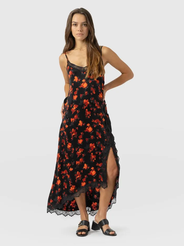 Saint And Sofia Dresses Women Harper Lace Cami Dress 8211 Red Aurora Red Aurora