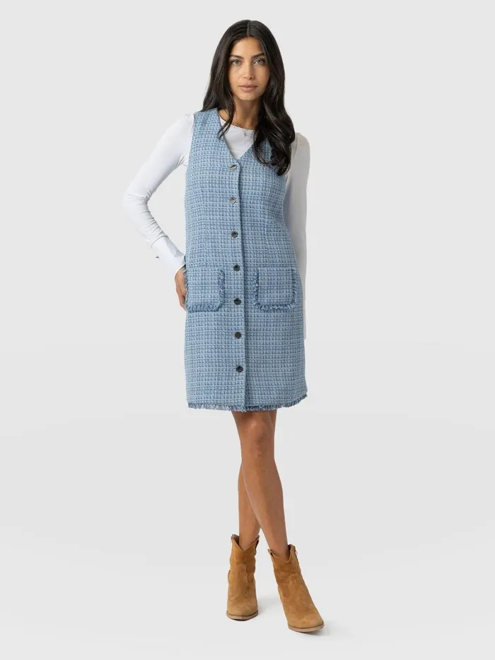 Saint And Sofia Dresses Women Luther Boucle Mini Dress 8211 Pale Blue Pale Blue Saint And Sofia Dresses Women Luther Boucle Mini Dress 8211 Pale Blue Pale Blue