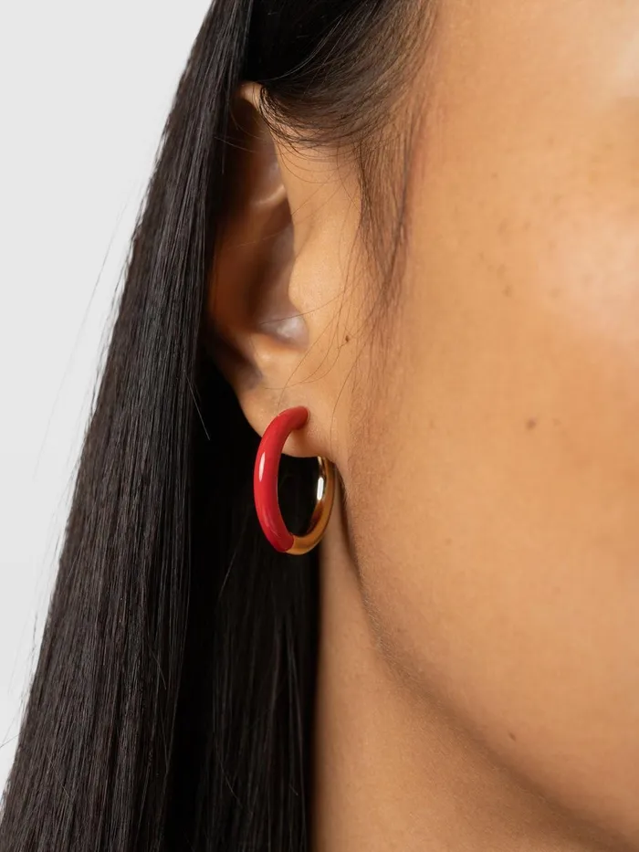 Saint And Sofia Earrings Women Enamel Hoop Earrings 8211 GoldRed Goldred