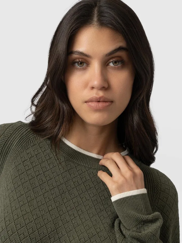 Saint And Sofia Knitwear Women Diamond Knit Sweater 8211 Khaki Khaki