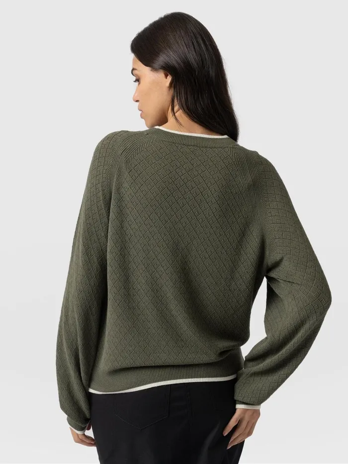 Saint And Sofia Knitwear Women Diamond Knit Sweater 8211 Khaki Khaki