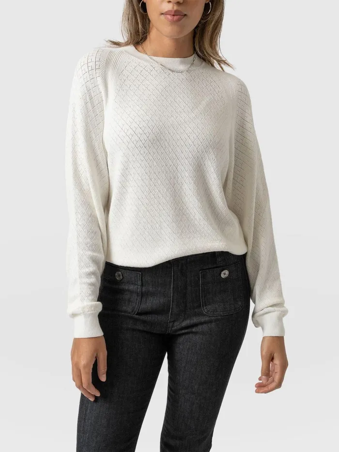 Saint And Sofia Knitwear Women Diamond Knit Sweater 8211 White White