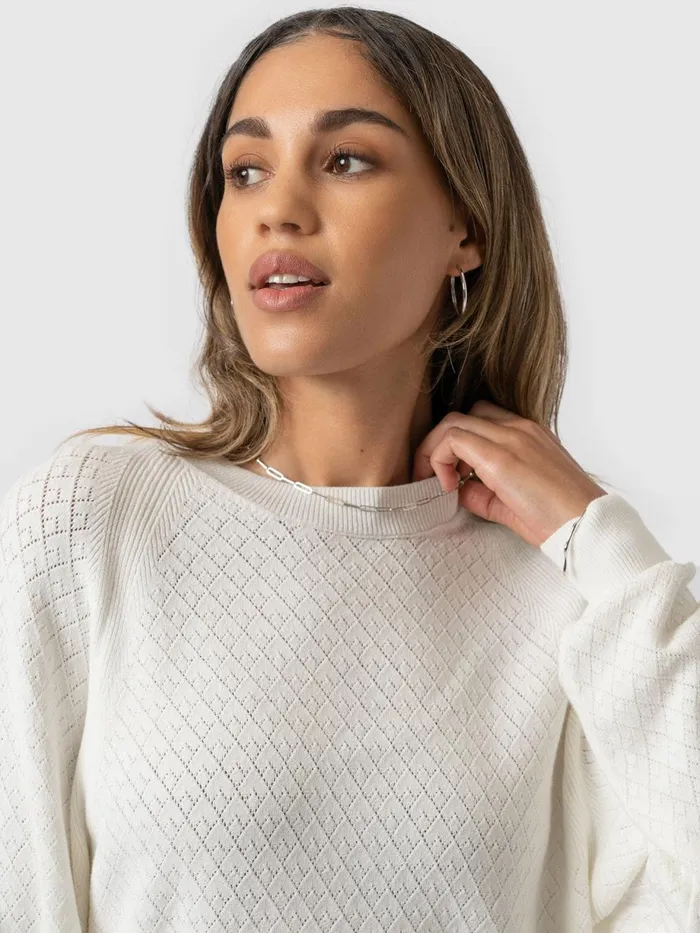 Saint And Sofia Knitwear Women Diamond Knit Sweater 8211 White White