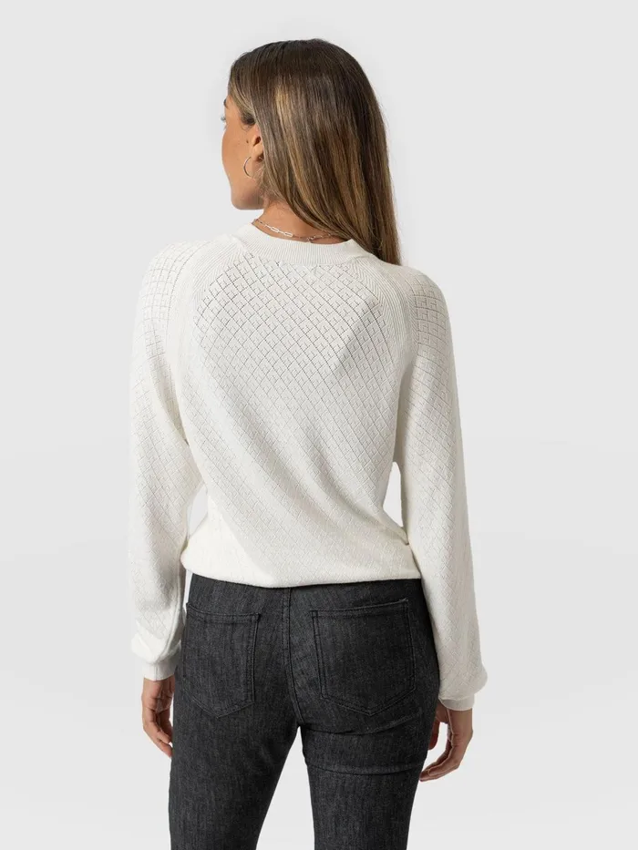 Saint And Sofia Knitwear Women Diamond Knit Sweater 8211 White White