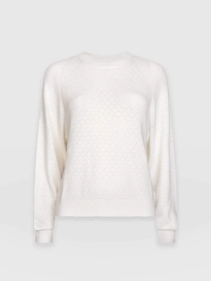 Saint And Sofia Knitwear Women Diamond Knit Sweater 8211 White White