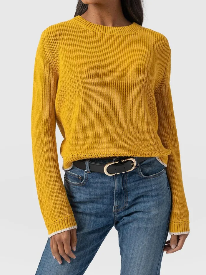 Saint And Sofia Knitwear Women Remy Crop Sweater 8211 Yellow Yellow