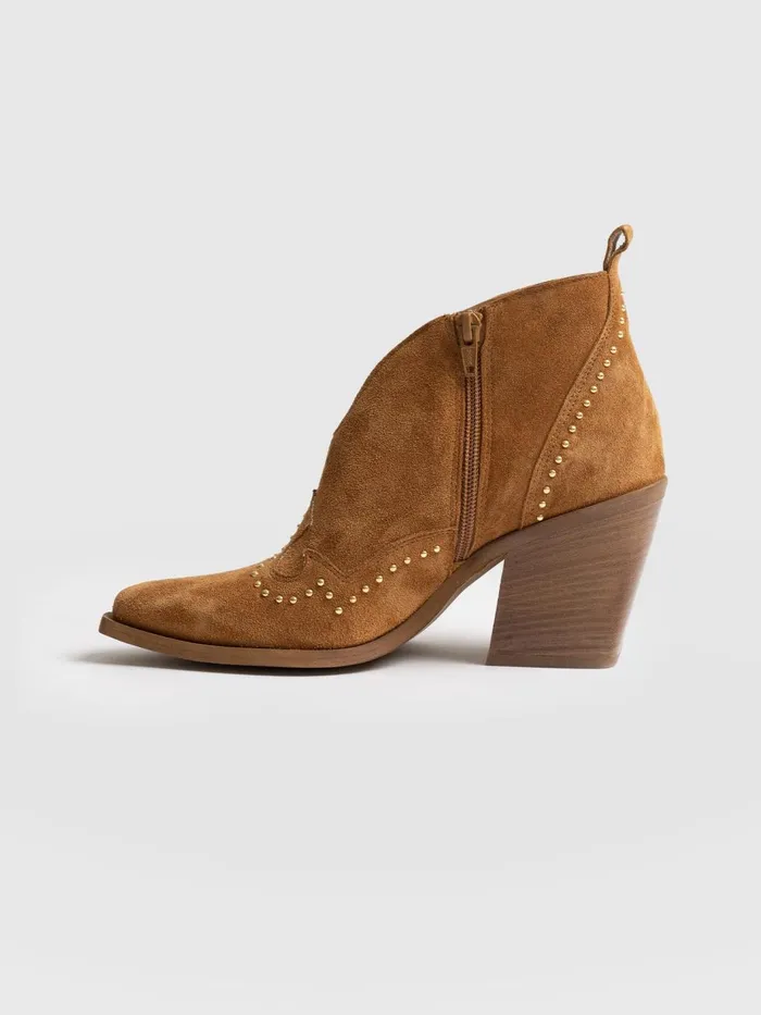 Saint And Sofia Leather Women Dallas Studded Ankle Boot 8211 Tan Tan