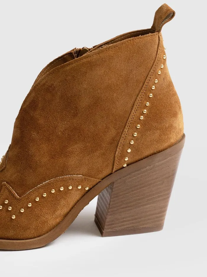Saint And Sofia Leather Women Dallas Studded Ankle Boot 8211 Tan Tan