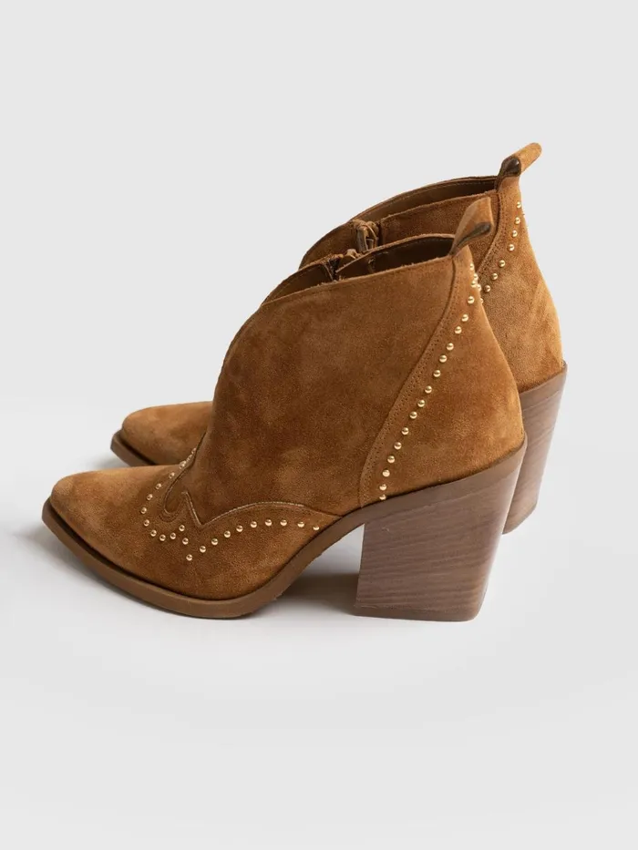 Saint And Sofia Leather Women Dallas Studded Ankle Boot 8211 Tan Tan