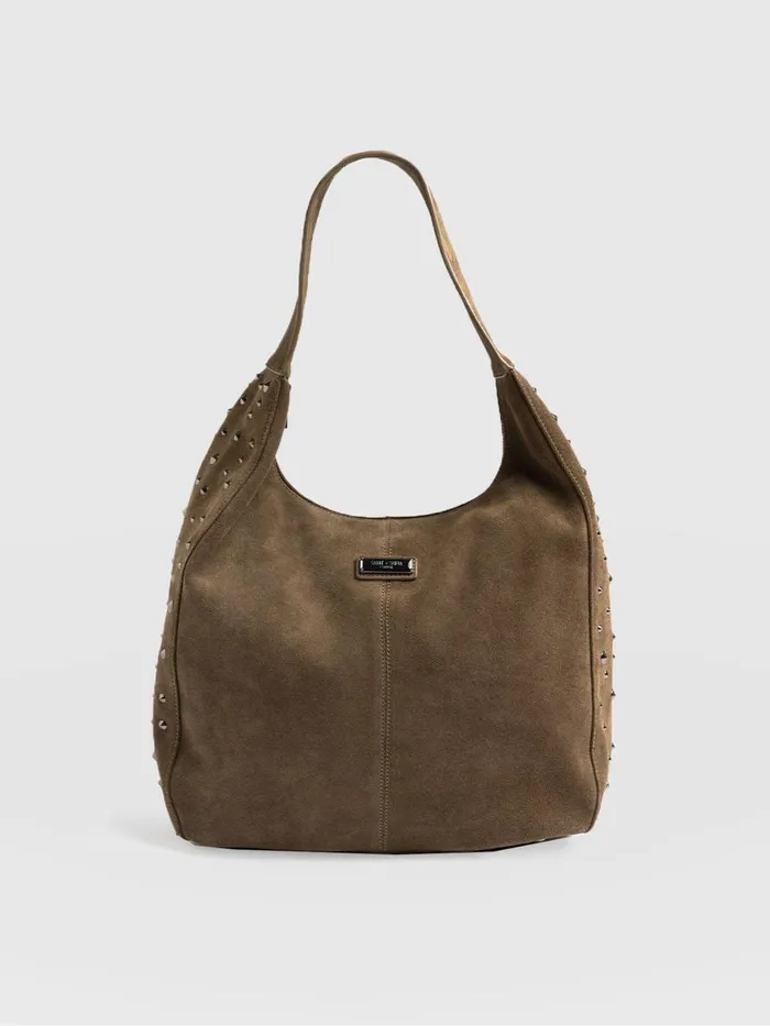 Saint And Sofia Leather Women Margot Hobo Shoulder Bag 8211 Khaki Khaki