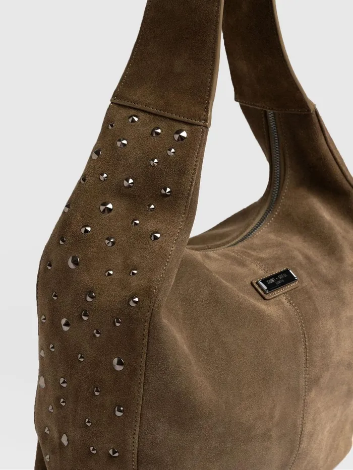 Saint And Sofia Leather Women Margot Hobo Shoulder Bag 8211 Khaki Khaki