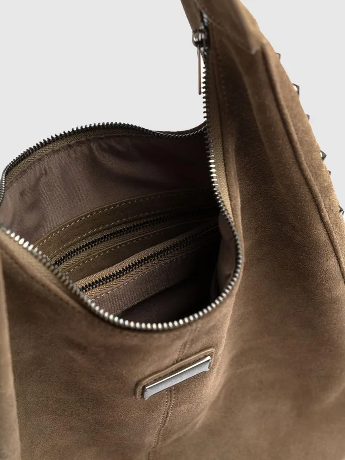 Saint And Sofia Leather Women Margot Hobo Shoulder Bag 8211 Khaki Khaki