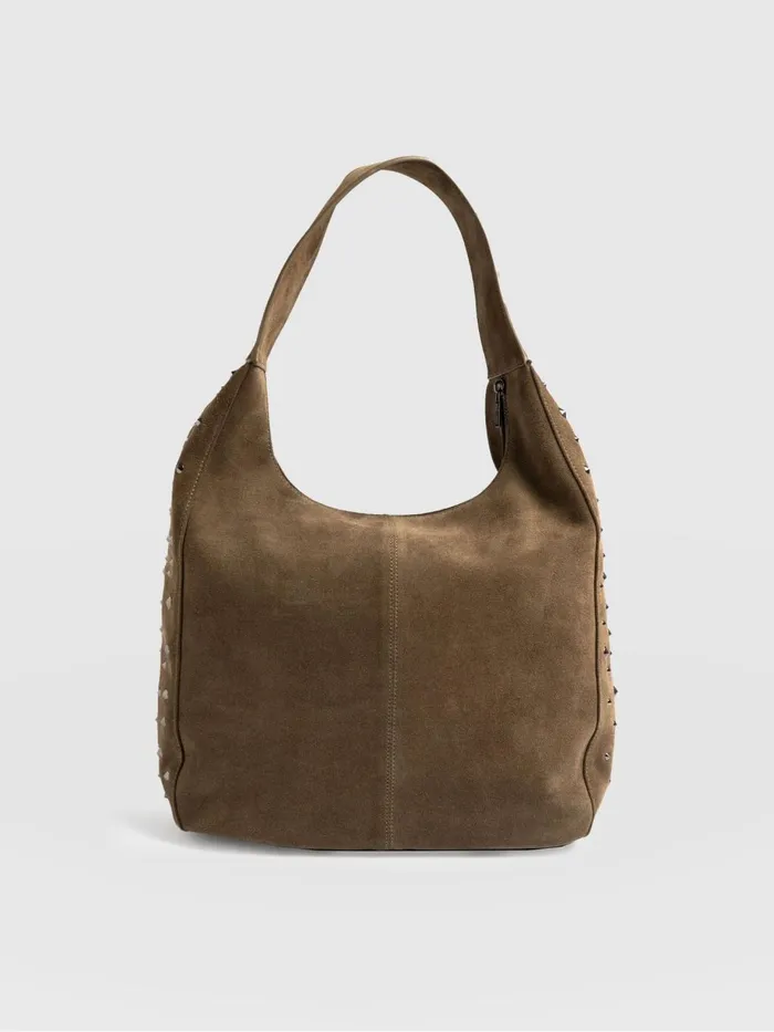 Saint And Sofia Leather Women Margot Hobo Shoulder Bag 8211 Khaki Khaki