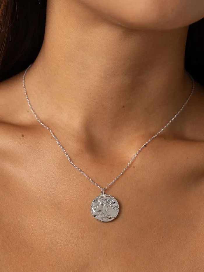 Saint And Sofia Necklaces Women Molten Disc Charm Necklace 8211 Silver Silver