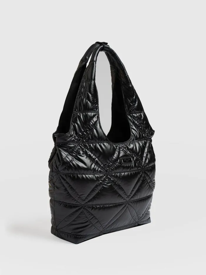 Saint And Sofia Nylon Bags Women Quilted Stella Shoulder Tote Bag 8211 Black Black