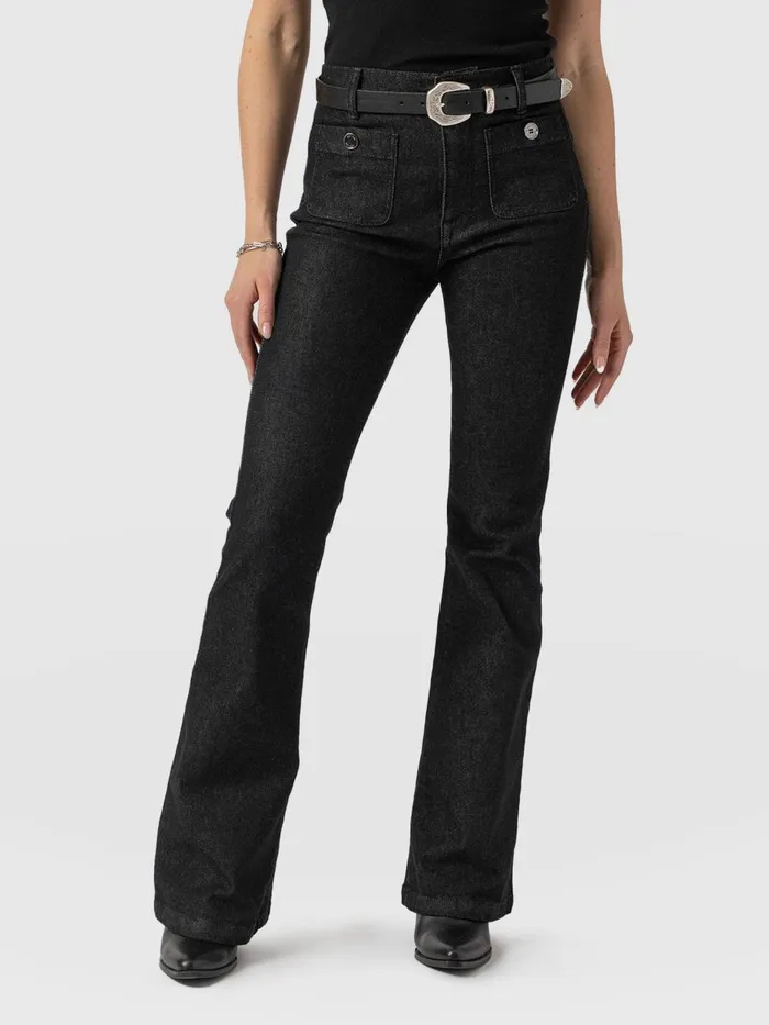 Saint And Sofia Pants Women Bowie Stretch Flare Jeans 8211 Black Wash Black Wash