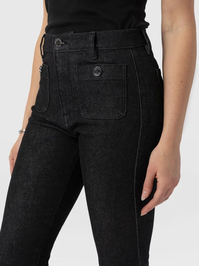 Saint And Sofia Pants Women Bowie Stretch Flare Jeans 8211 Black Wash Black Wash
