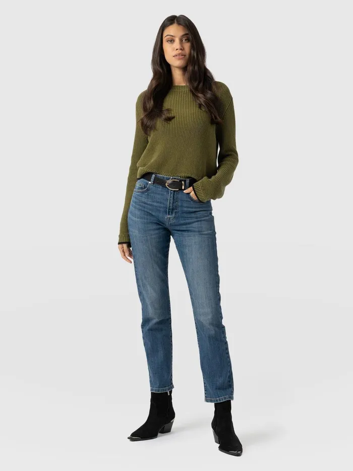 Saint And Sofia Pants Women Emma Straight Leg Jean 8211 Mid Blue Mid Blue