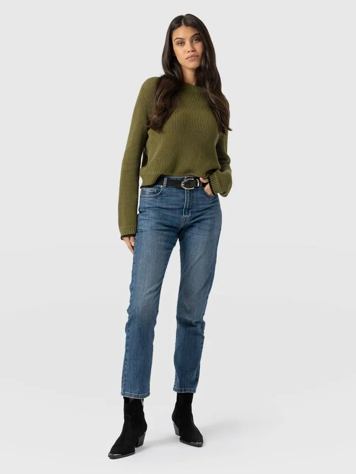 Saint And Sofia Pants Women Emma Straight Leg Jean 8211 Mid Blue Mid Blue