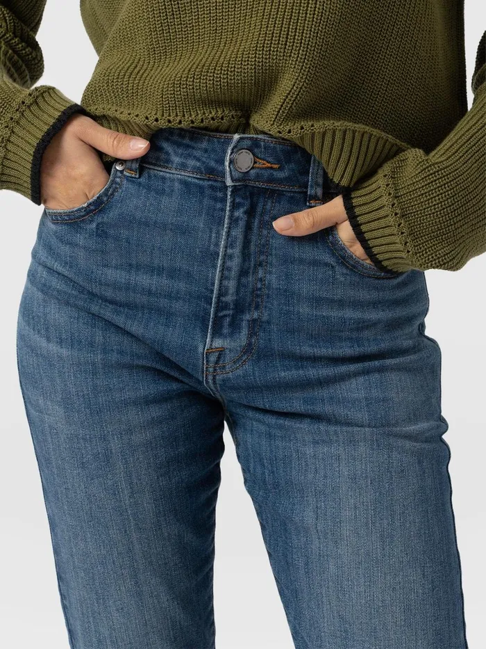 Saint And Sofia Pants Women Emma Straight Leg Jean 8211 Mid Blue Mid Blue