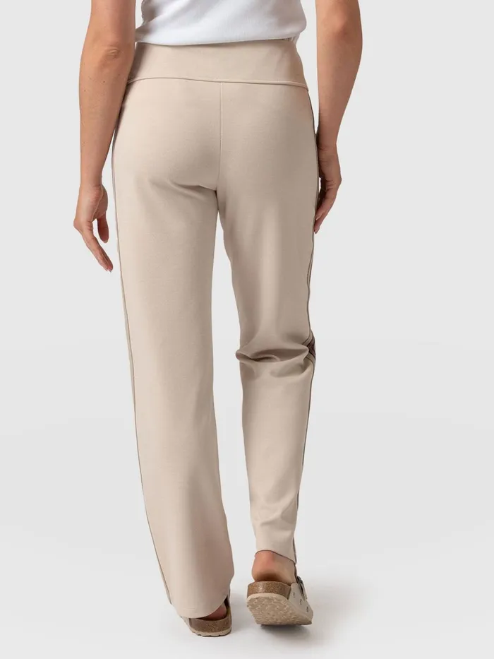 Saint And Sofia Pants Women Runway Pant 8211 Light Beige 8211 Gold Lurex Stripe Gold Lurex Stripe