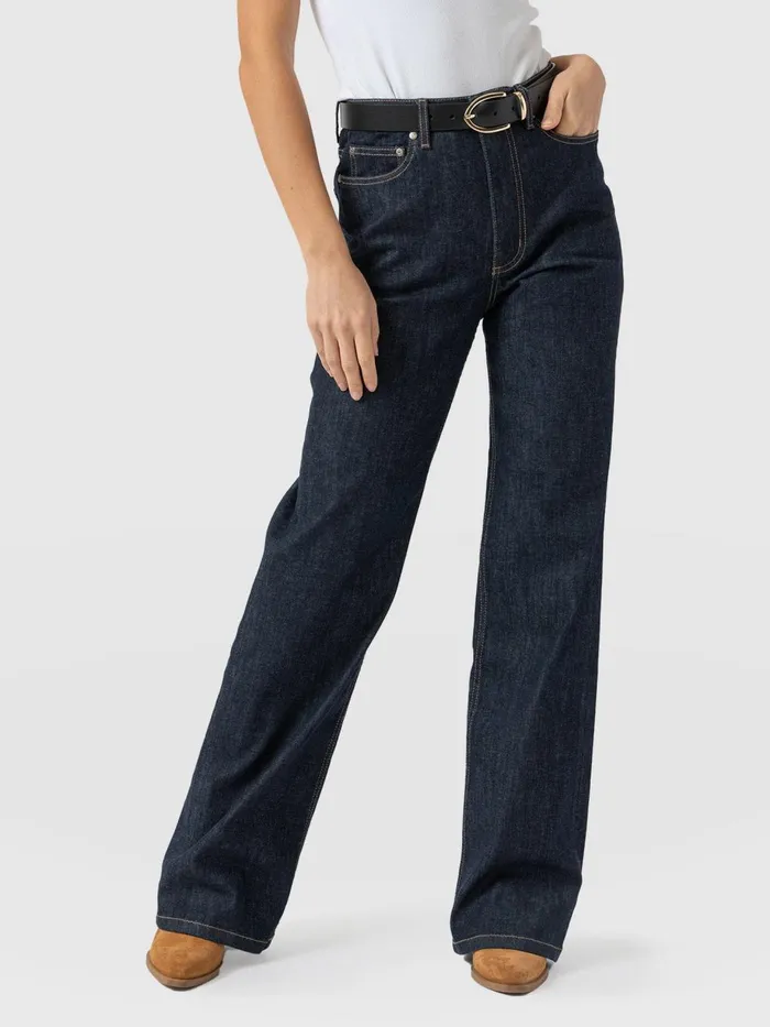 Saint And Sofia Pants Women Wide Leg Jeans 8211 Indigo Blue Indigo Blue