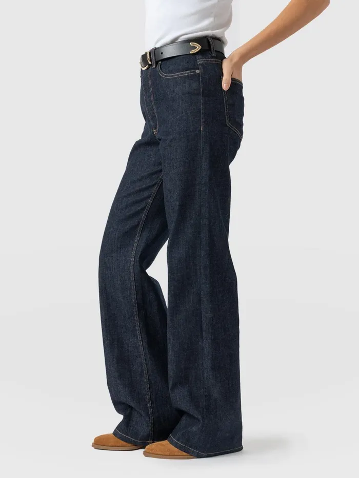 Saint And Sofia Pants Women Wide Leg Jeans 8211 Indigo Blue Indigo Blue