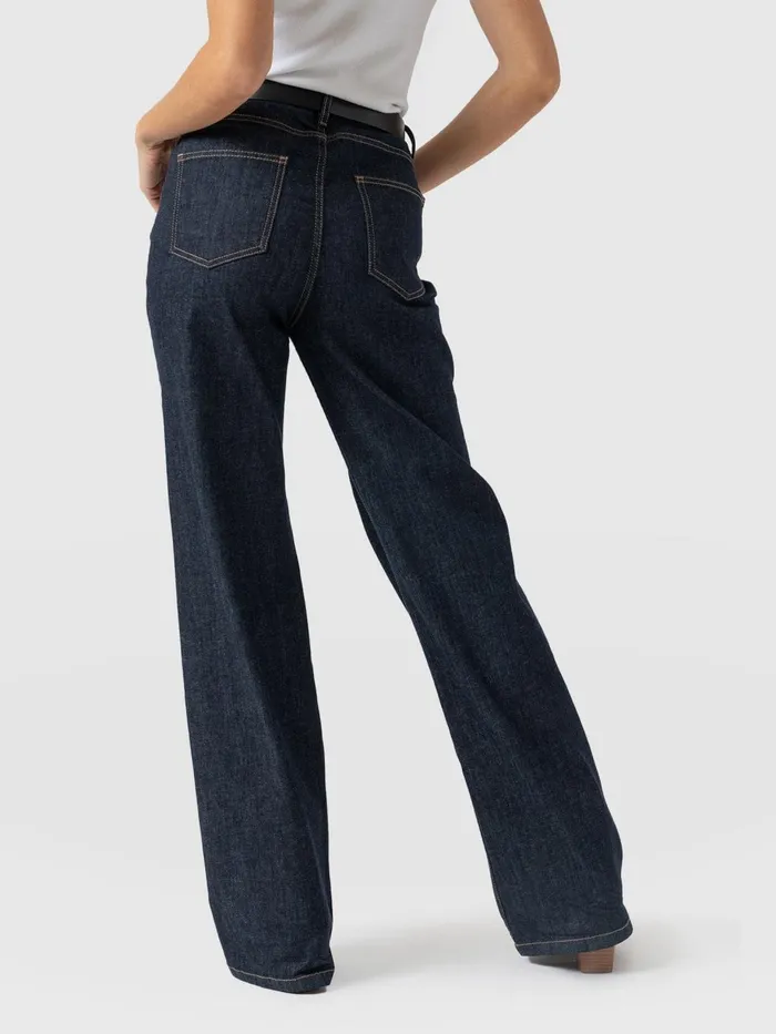Saint And Sofia Pants Women Wide Leg Jeans 8211 Indigo Blue Indigo Blue