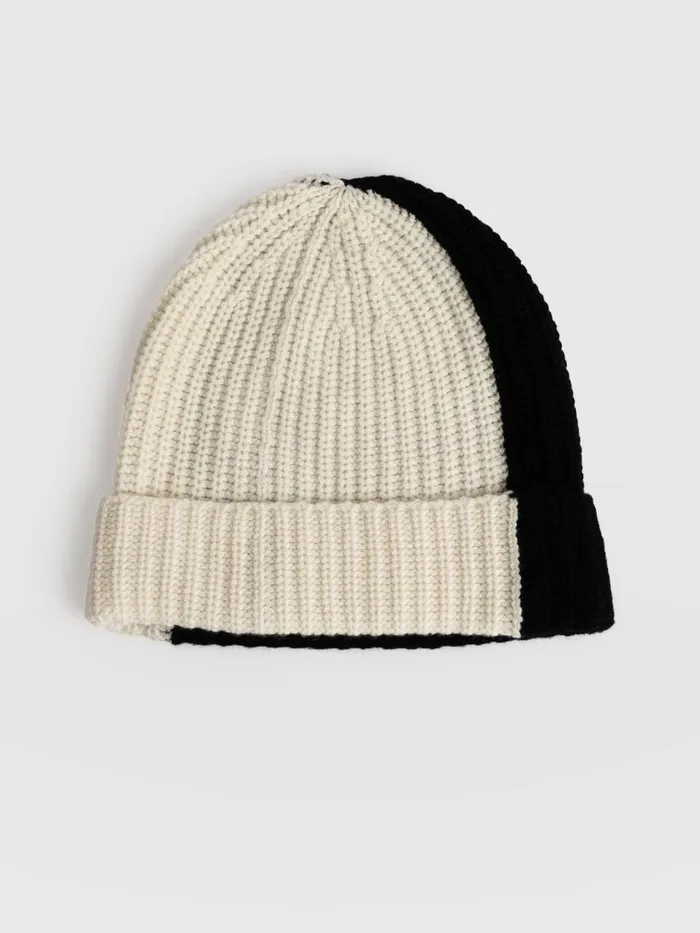 Saint And Sofia Scarves and Hats Women Cashmere Beanie 8211 CreamBlack Creamblack