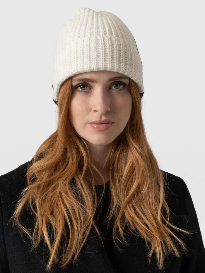 Saint And Sofia Scarves and Hats Women Cashmere Beanie 8211 CreamBlack Creamblack