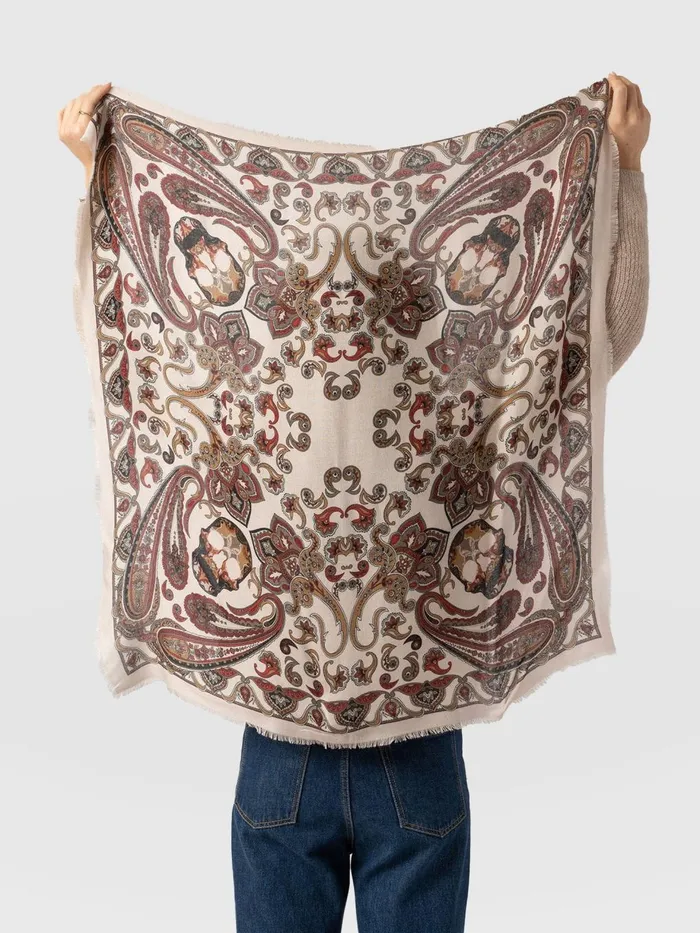 Saint And Sofia Scarves and Hats Women Wren Paisley Scarf 8211 CreamBurgundy Creamburgundy Saint And Sofia Scarves and Hats Women Wren Paisley Scarf 8211 CreamBurgundy Creamburgundy
