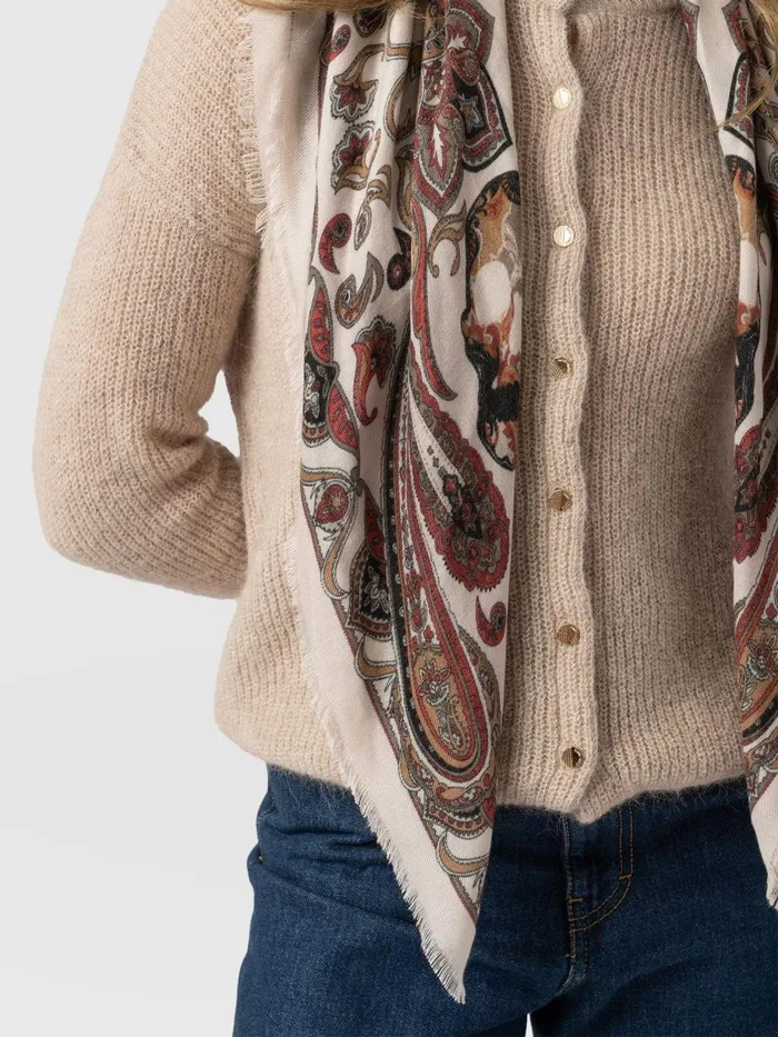 Saint And Sofia Scarves and Hats Women Wren Paisley Scarf 8211 CreamBurgundy Creamburgundy