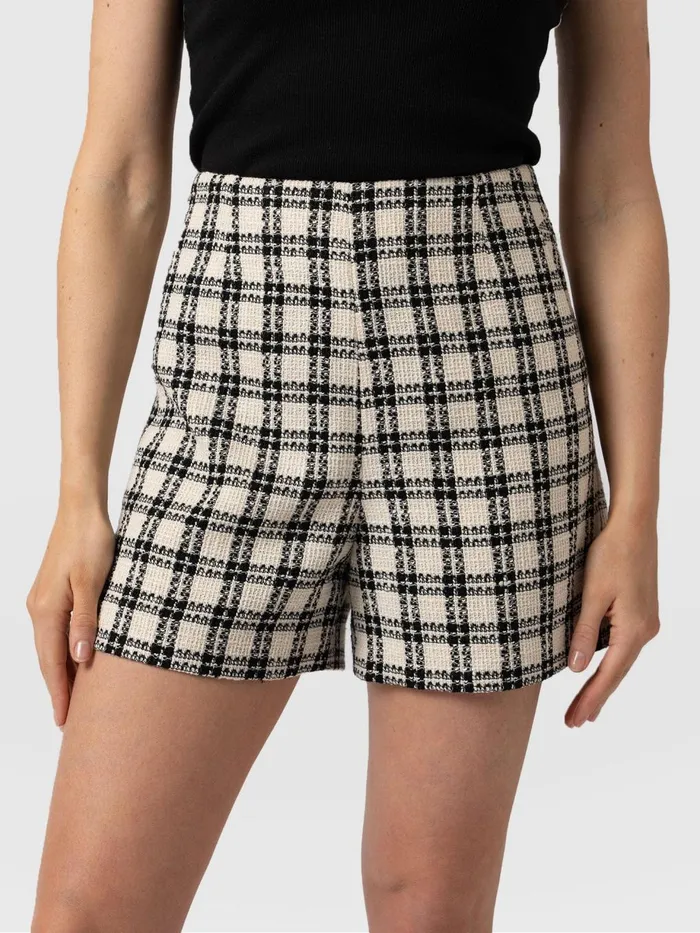Saint And Sofia Shorts Women Carnaby Short 8211 Black and Cream Check Black and Cream Check