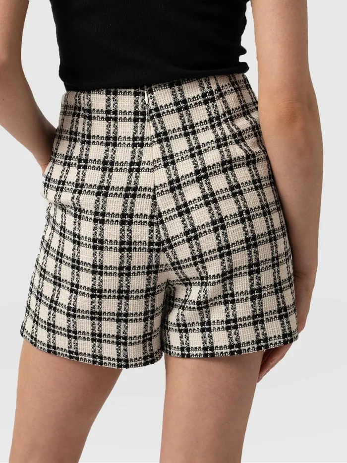 Saint And Sofia Shorts Women Carnaby Short 8211 Black and Cream Check Black and Cream Check