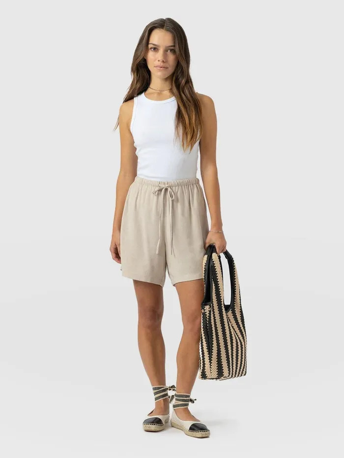 Saint And Sofia Shorts Women Corinne Linen Short 8211 Oatmeal Oatmeal