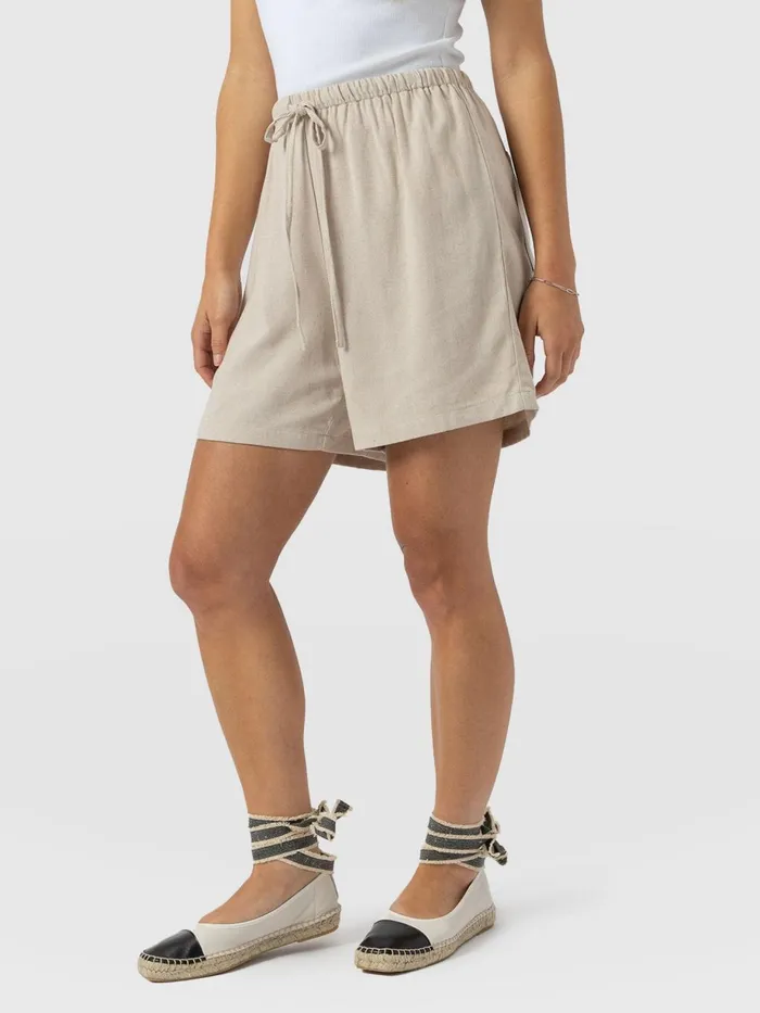Saint And Sofia Shorts Women Corinne Linen Short 8211 Oatmeal Oatmeal