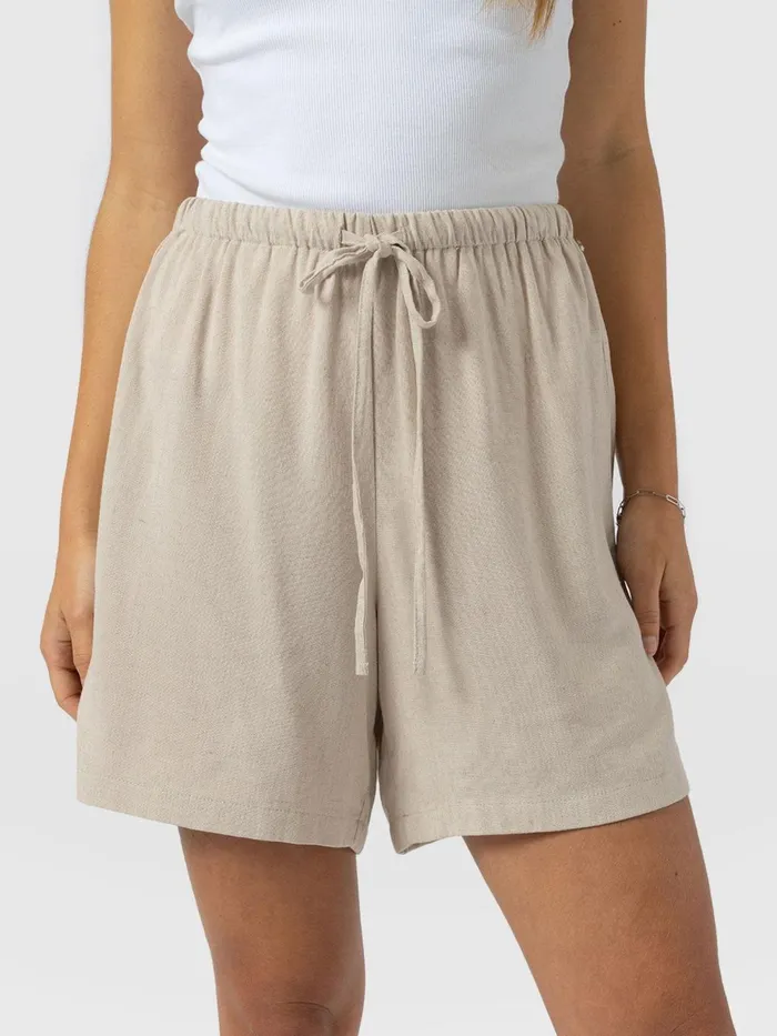 Saint And Sofia Shorts Women Corinne Linen Short 8211 Oatmeal Oatmeal