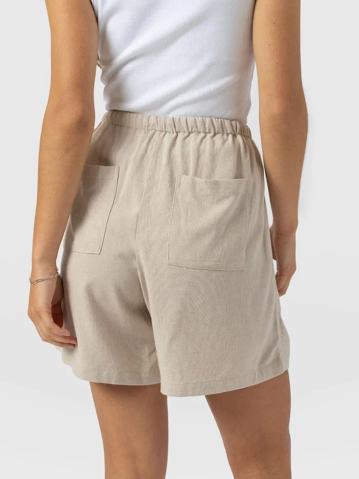 Saint And Sofia Shorts Women Corinne Linen Short 8211 Oatmeal Oatmeal