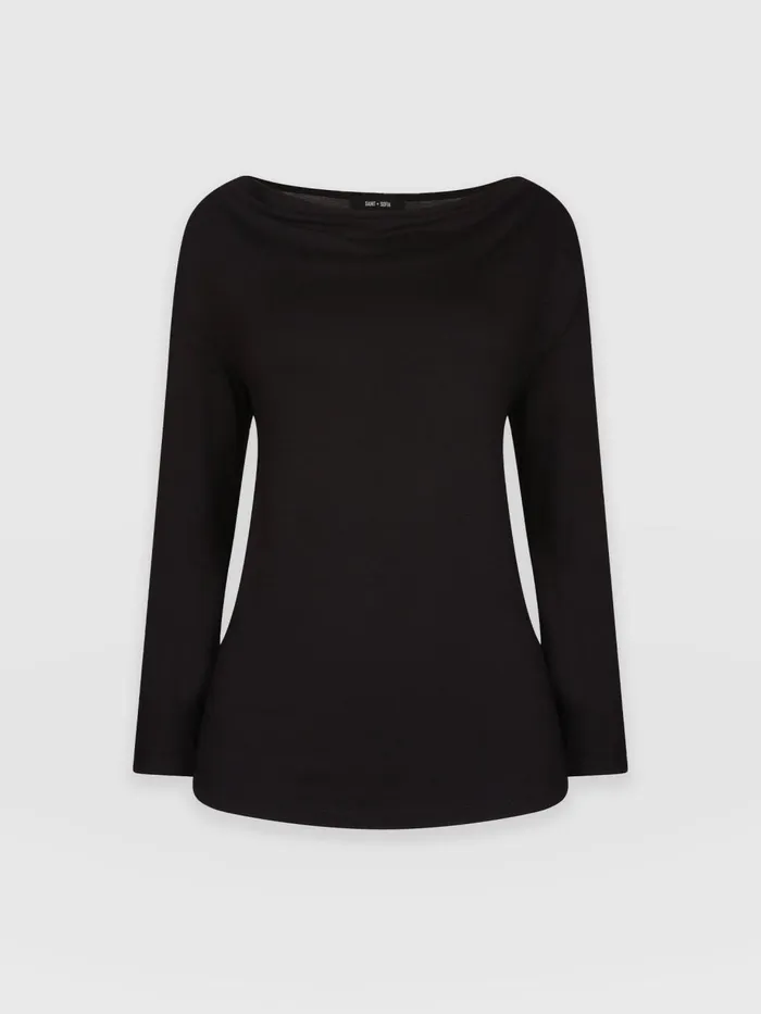 Saint And Sofia TShirts and Tanks Women Cowl Neck Tee Long Sleeve 8211 Black Black