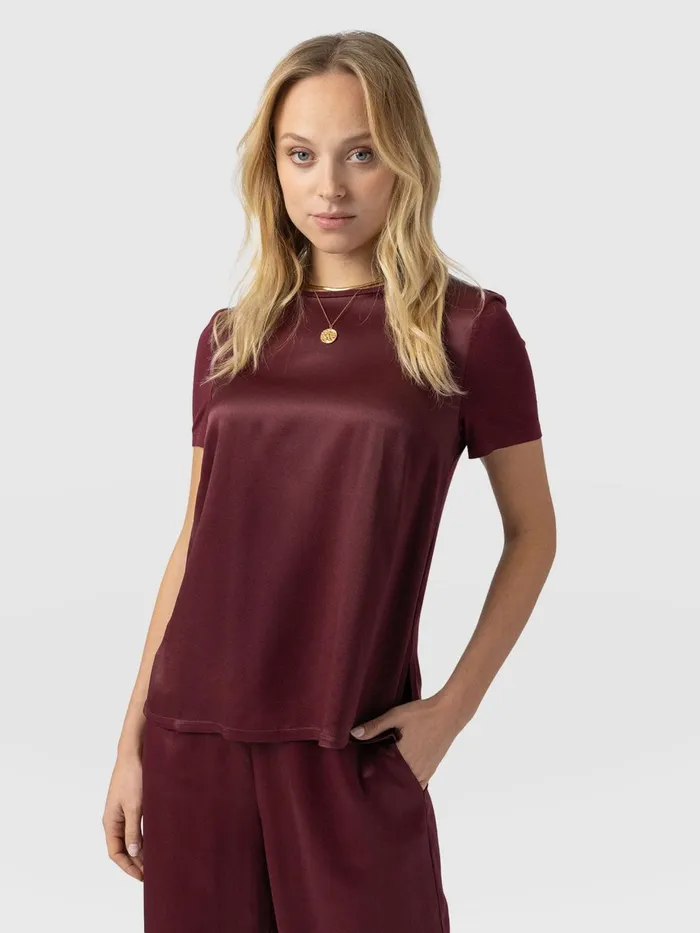 Saint And Sofia TShirts and Tanks Women Rayner Contrast Tee 8211 Maroon Maroon
