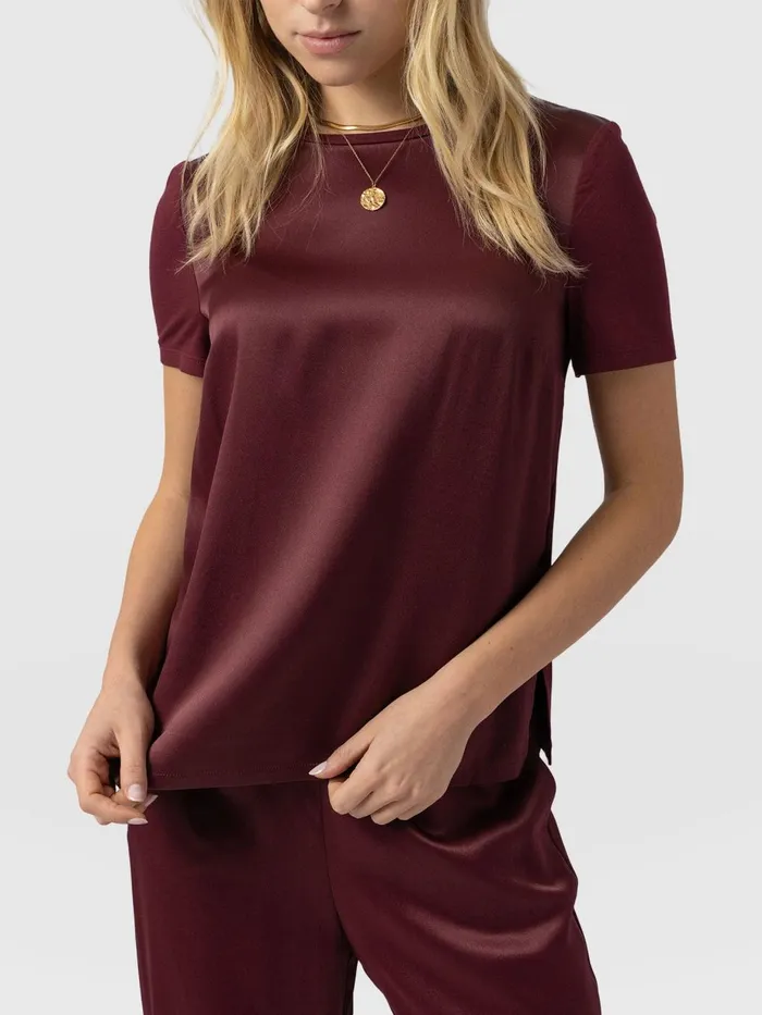 Saint And Sofia TShirts and Tanks Women Rayner Contrast Tee 8211 Maroon Maroon
