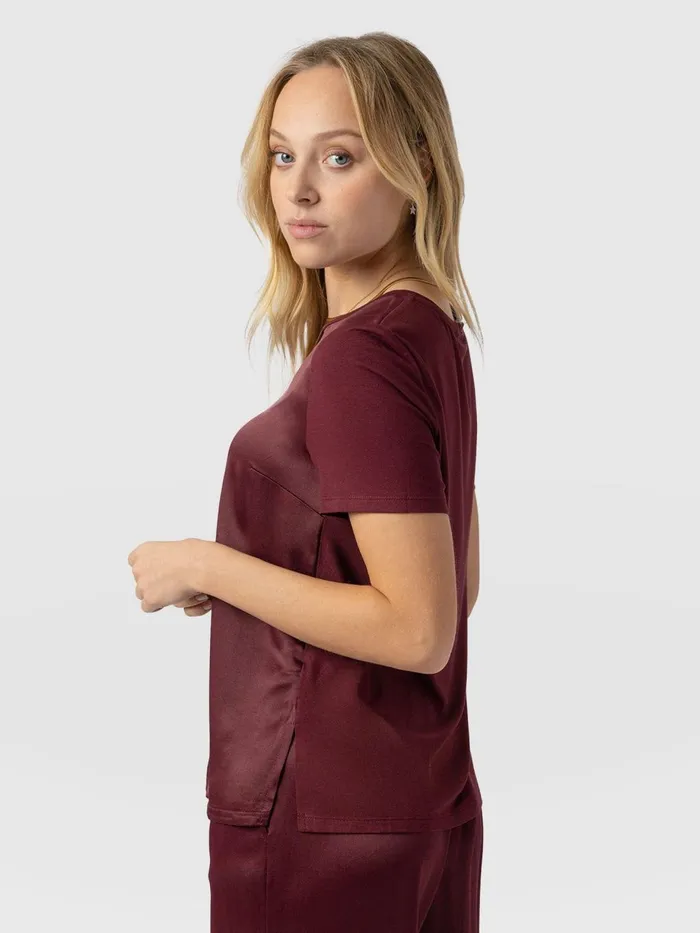 Saint And Sofia TShirts and Tanks Women Rayner Contrast Tee 8211 Maroon Maroon