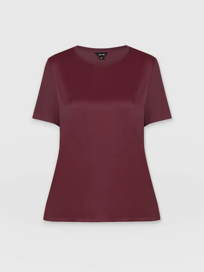 Saint And Sofia TShirts and Tanks Women Rayner Contrast Tee 8211 Maroon Maroon