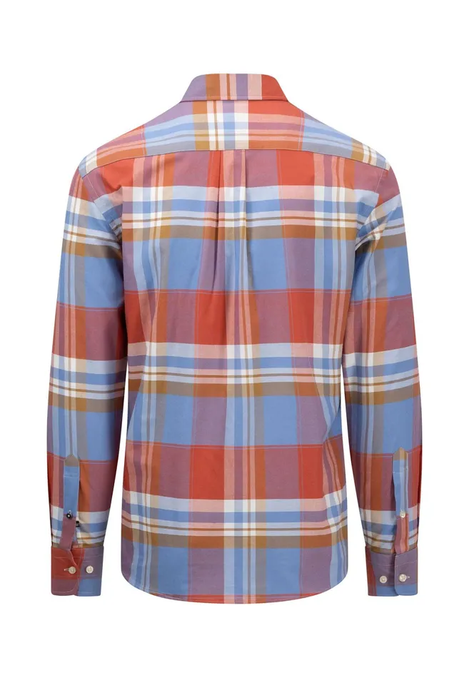 Sale Men FYNCHHATTON Casual Long sleeved Shirt With Large Checks Orient Rednavy Sale Men FYNCHHATTON Casual Long sleeved Shirt With Large Checks Orient Rednavy