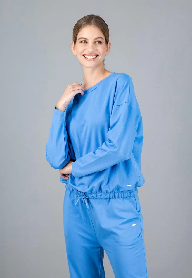 Sale Women FYNCHHATTON Sweatshirt With A Gathered Hem Sky Bluetaupecoralmilk