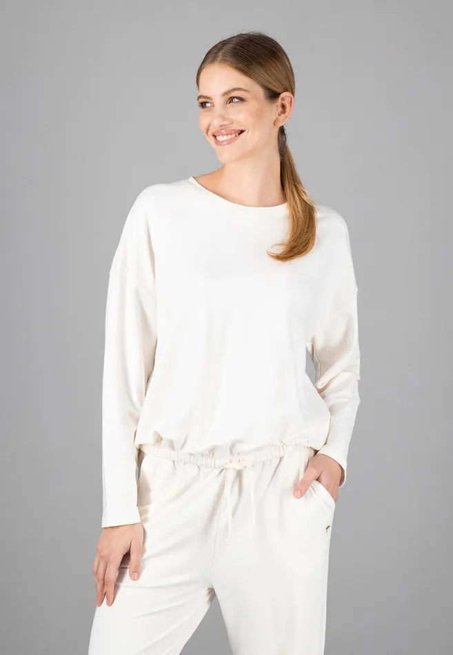 Sale Women FYNCHHATTON Sweatshirt With A Gathered Hem Sky Bluetaupecoralmilk