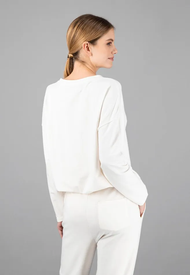 Sale Women FYNCHHATTON Sweatshirt With A Gathered Hem Sky Bluetaupecoralmilk
