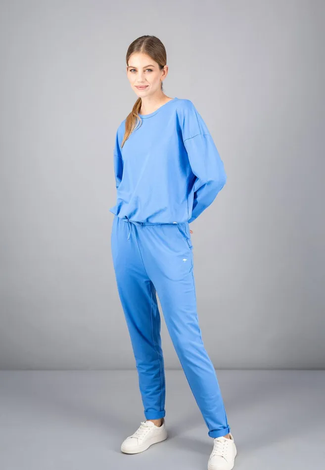 Sale Women FYNCHHATTON Sweatshirt With A Gathered Hem Sky Bluetaupecoralmilk